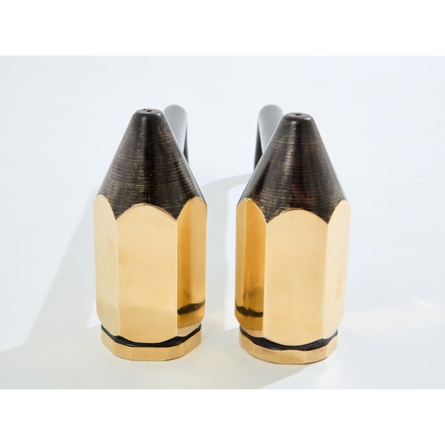 Brass Pencil Andirons Wrought Iron 1960s For Sale - Image 9 of 9