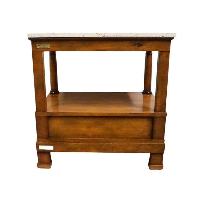 Baker / Milling Road Solid Cherry Early American Contemporary 27" Accent End Table W. White Granite Top 13-676-8 For Sale - Image 11 of 14