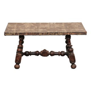 17th C Hand-Tooled Leather Top Coffee Table For Sale