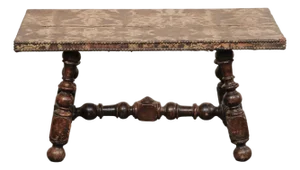 17th C Hand-Tooled Leather Top Coffee Table