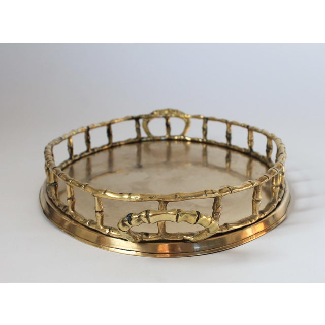 Vintage Brass Faux Bamboo Tray For Sale In Milwaukee - Image 6 of 12