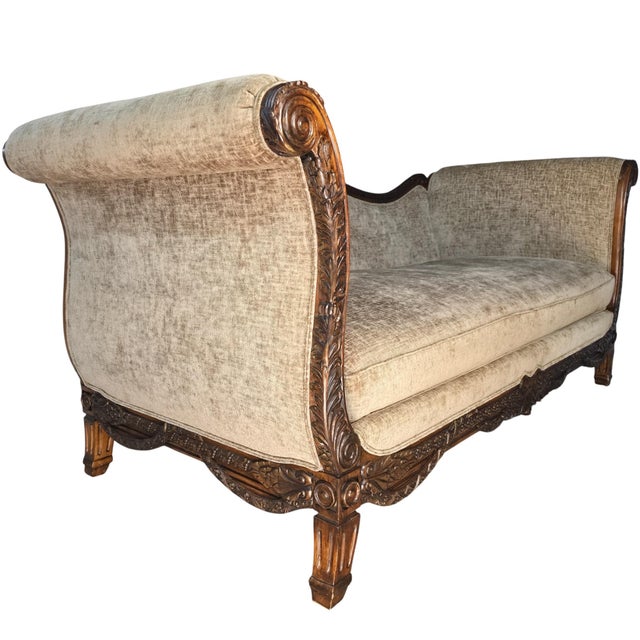 1990s Vintage 1996 Bassett French Provincial Carved Wood Sofa For Sale - Image 5 of 8