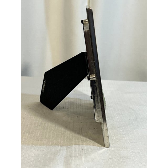 Late 20th Century Vintage Palm Beach Regency Yellow Enameled Photo Frame With Sage Green Sea Shells Incrusted With Crystals For Sale - Image 5 of 7