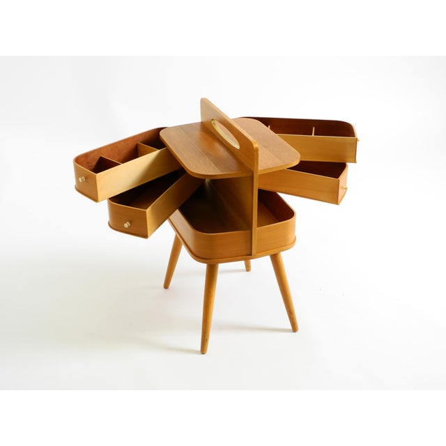 Mid-Century Modern Teak Sewing Box with Hinged Compartments, 1950s For Sale - Image 11 of 18