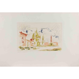 Franco Marzilli, View of Saint Peter, Etching, 1980s For Sale