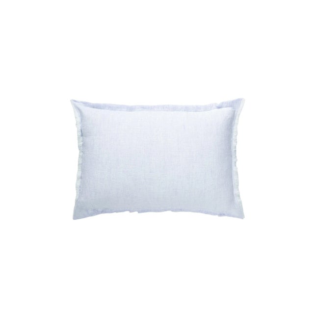 Textile Sky Blue Crossdye 14x20 Lumbar Down Alternative So Soft Linen Pillow For Sale - Image 7 of 7