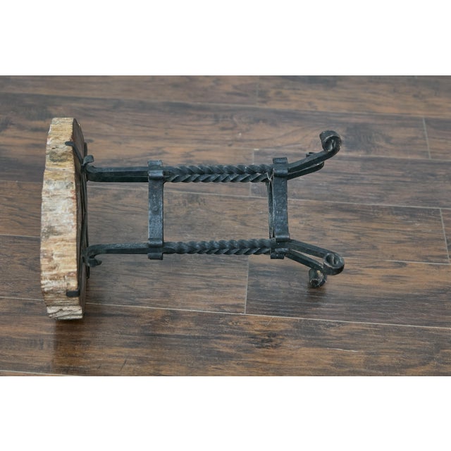Early 20th Century Turn of the Century French Side Table - Petrified Wood Top and Wrought Iron Base For Sale - Image 4 of 12
