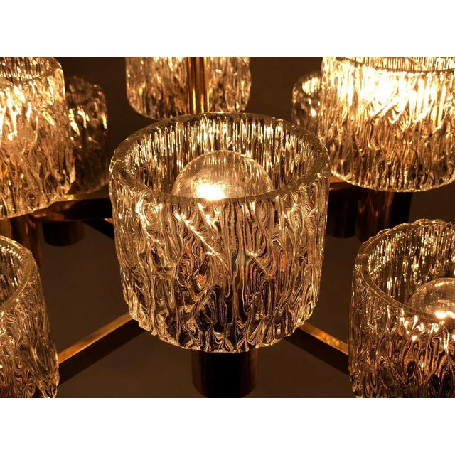 Metal Brass and Lead Glass Pendant Lamp from J. T. Kalmar, Austria, 1965 For Sale - Image 7 of 12