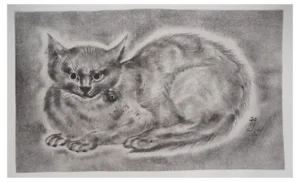 Léonard Tsuguharu Foujita, Cat with a Bell, Original Etching