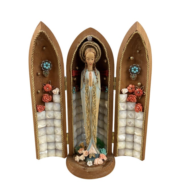 Statuette of the Madonna with 18K Gold and Precious Stones, Italy, 1981 For Sale