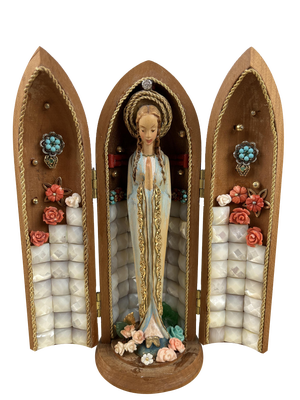 Statuette of the Madonna with 18K Gold and Precious Stones, Italy, 1981