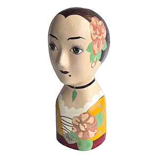Vintage Hand-Painted French Millinery Style Madame Fleur Head Mannequin For Sale