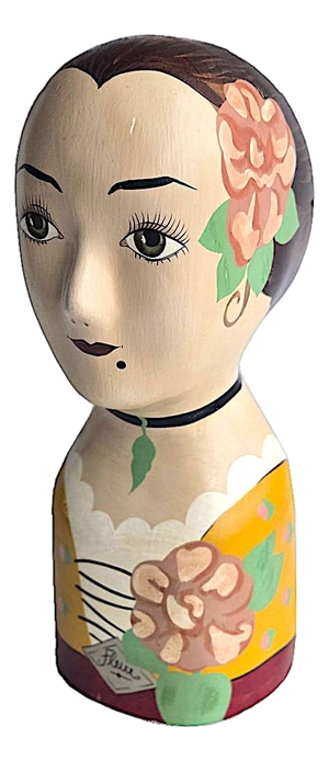 Vintage Hand-Painted French Millinery Style Madame Fleur Head Mannequin