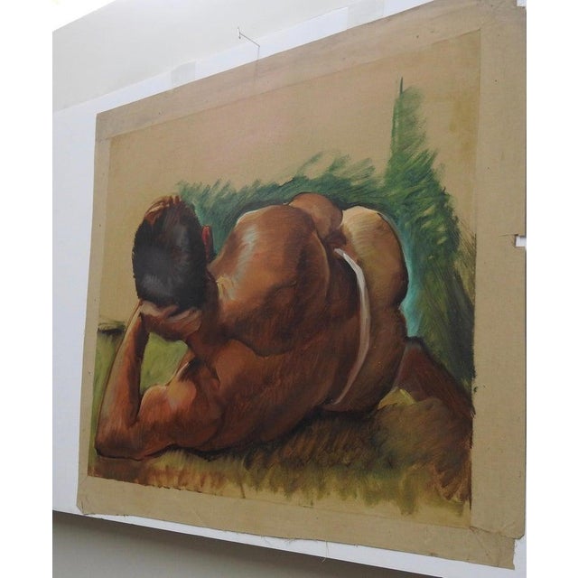 Folk Art Robert Whitmore "Male at Rest" Oil Painting, Early 20th Century For Sale - Image 3 of 5