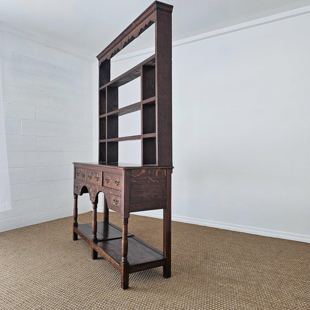 Antique Welsh Oak Dresser Circa 1830 Georgian Plate Rack Farmhouse Cupboard For Sale - Image 4 of 15