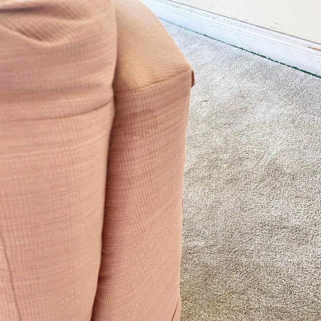 Mid Century Modern Pink Tufted Swivel Chairs For Sale - Image 9 of 10