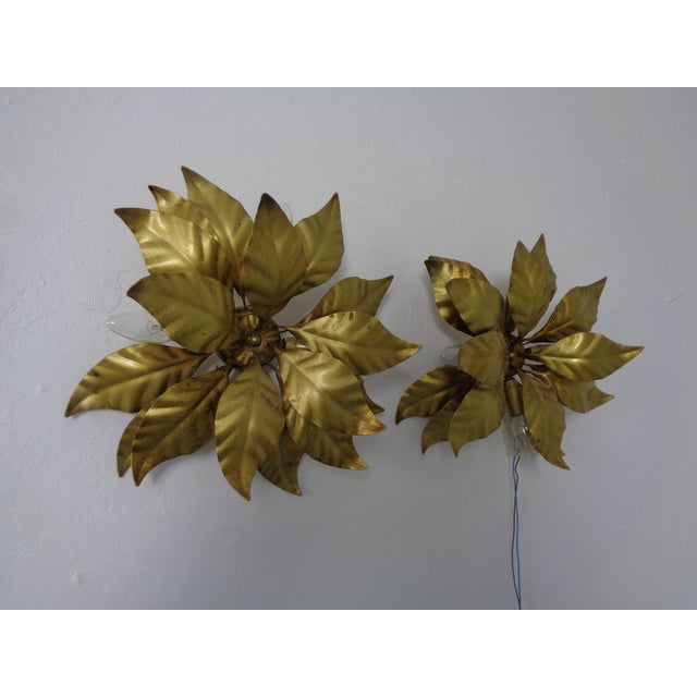 1970s Golden Flower Shape Flushmounts by Hans Kögl, 1970s, Set of 2 For Sale - Image 5 of 18