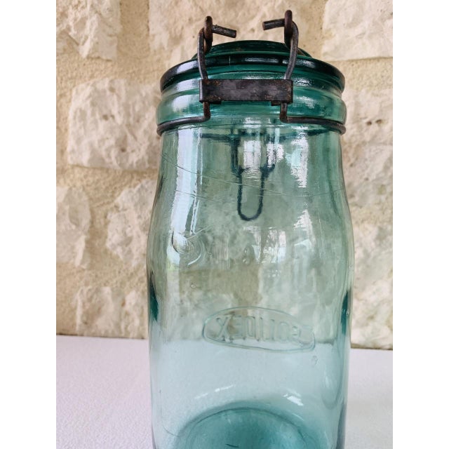 Vintage French Turquoise Glass Jars from Solidex, 1940s, Set of 2 For Sale - Image 5 of 18