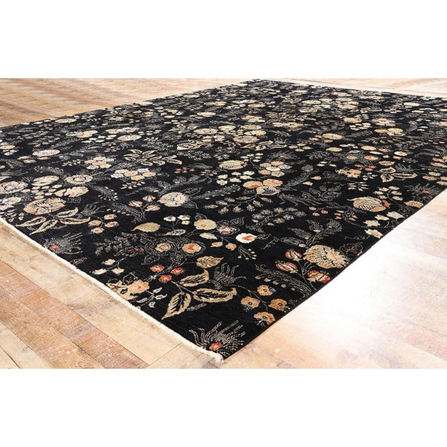 Black Vintage Black Pakistani Tabriz Rug, 10'03 X 13'06 For Sale - Image 8 of 10