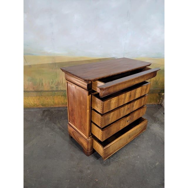 Wood Small Louis Philippe Walnut Chest of Drawers For Sale - Image 7 of 13