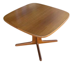 Refinished Scandinavian Modern Teak Square Dining Table, Mid-Century