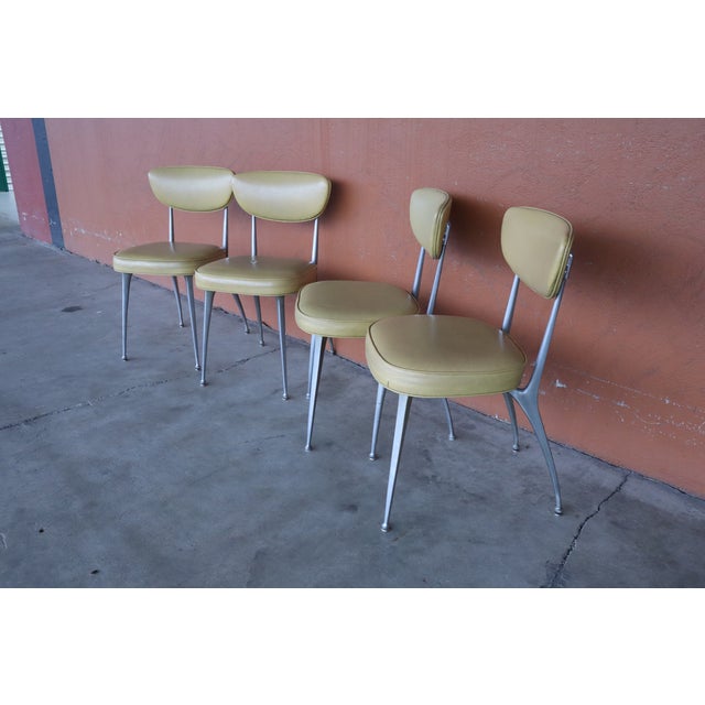 Mid-Century Modern Four MCM Shelby Williams Antelope Chairs With Mustard Yellow Vinyl For Sale - Image 3 of 14