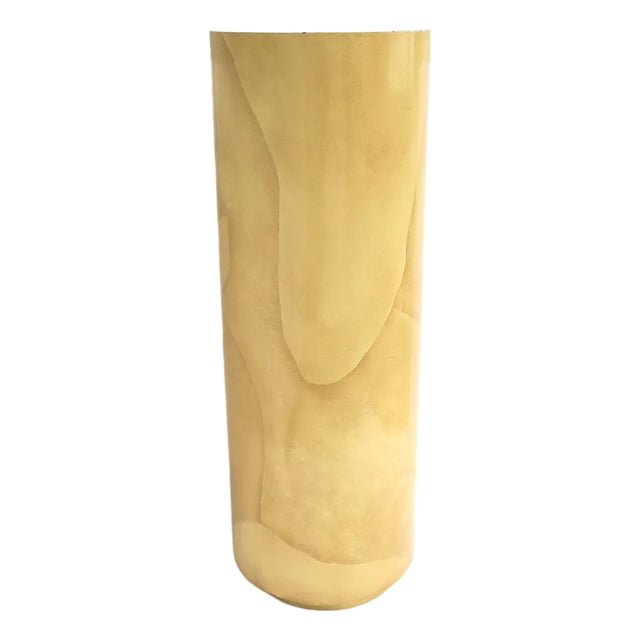 Karl Springer Style Goatskin Parchment Pedestal Column, Modern Postmodern, 1970s 1980s For Sale