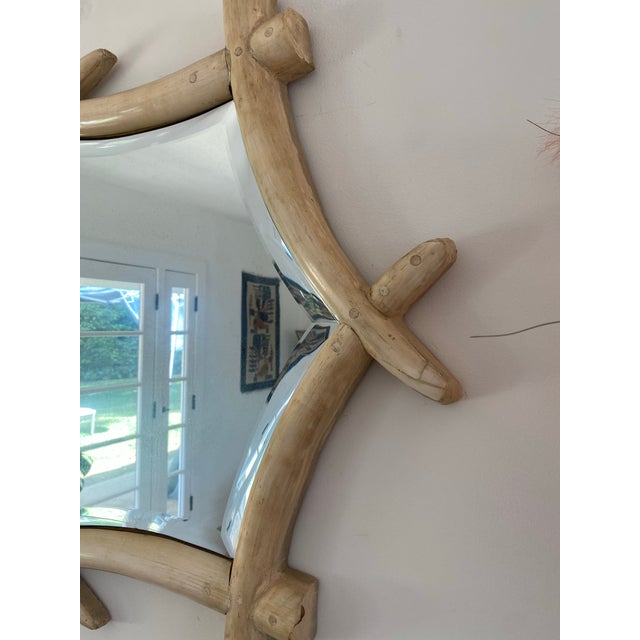 1960s Faux Ivory Bone Primal Primitive Style Large Wall Mirror Designer ...