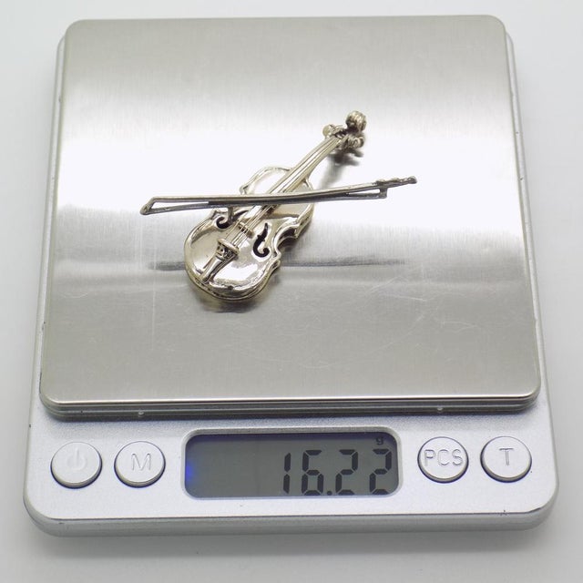 Vintage Italian Handmade Silver Violin with Arc, Tuscany, 1980s For Sale - Image 9 of 12