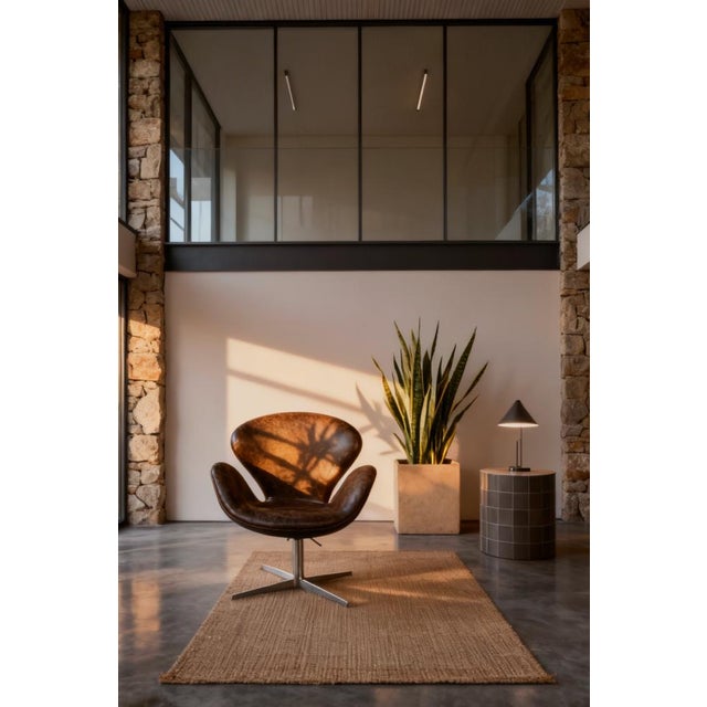 The iconic swan armchair was designed by arne jacobsen and made by the danish manufacturer fritz hansen in 1958. This...