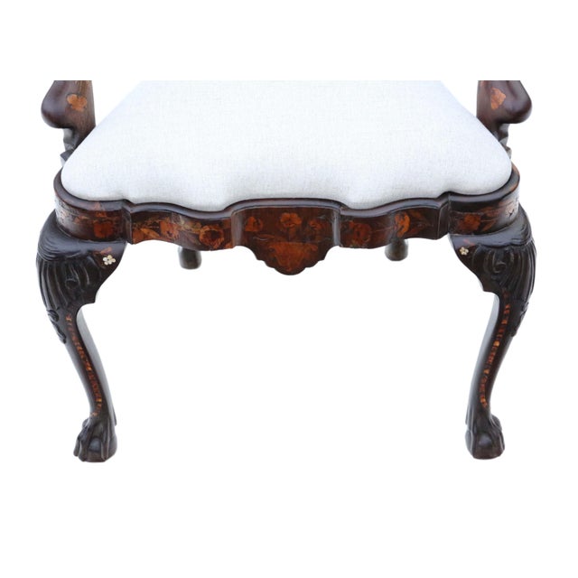Antique Dutch Marquetry Elbow Chair, 1700s For Sale - Image 6 of 9