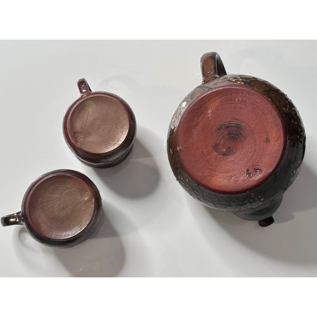 Handmade Ceramic Teapot and Cups from Helma Klett Workshop, Germany, 1980s, Set of 3 For Sale - Image 10 of 15