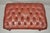 Mid 20th Century Vintage English Chesterfield Queen Anne Brown Leather Tufted Ottoman Footstool For Sale - Image 5 of 10