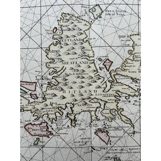 Antique Nautical Map of Shetland Islands by Ottens Brother, 1745 For Sale - Image 6 of 10