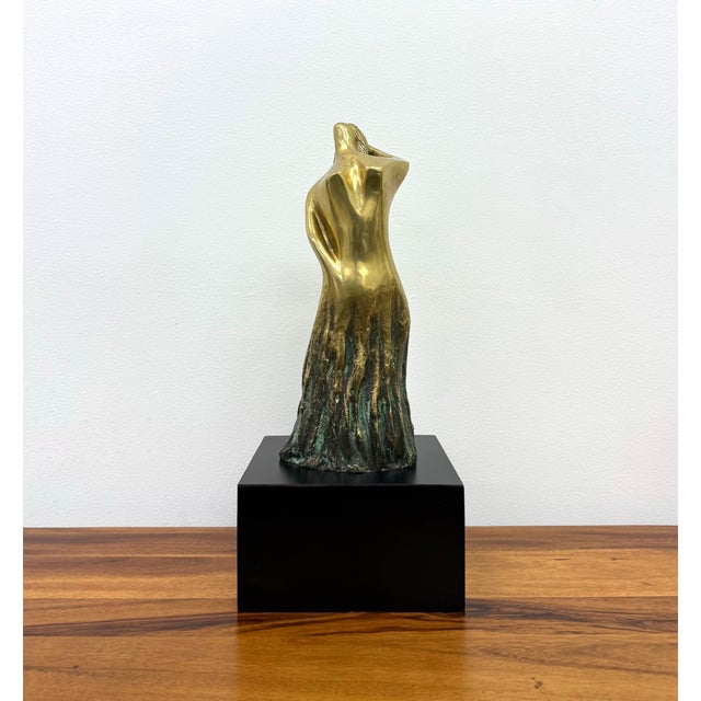 Mid 20th Century Vintage Brass Sculpture of Women on Plinth For Sale - Image 5 of 7