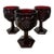 Vintage Ruby Red Pressed Glass Goblets Diamond Pattern Pedestal Stemwar - Set of 3 For Sale