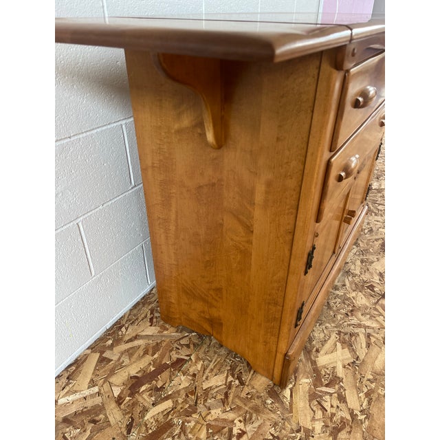 Wood Vintage Maple Drop Leaf-Sideboard Credenza Bar For Sale - Image 7 of 13