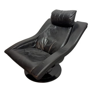 Set of Mid-Century Scandinavian Modern Move Lounge Chair and Ottoman in Black Leather by Takashi Okamura and Erik Marquardsen for Nelo, Sweden, 1960s For Sale