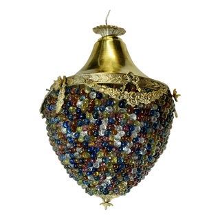 Large French Multi Coloured Teardrop Lamp Shade, 1960s For Sale