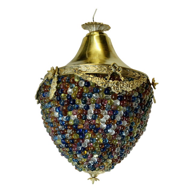 Large French Multi Coloured Teardrop Lamp Shade, 1960s For Sale