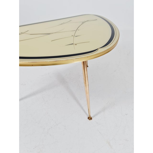 Brown Mid-Century German Tripod Glass & Brass Coffee Table ffrom Ilse Möbel, 1950s For Sale - Image 8 of 11