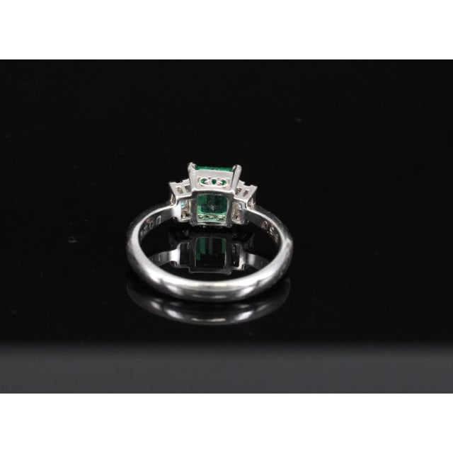 Late 20th Century 0.96ct Gia Colombian Untreated No Oil Emerald & Diamond Platinum Ring Size 5.75 For Sale - Image 18 of 18