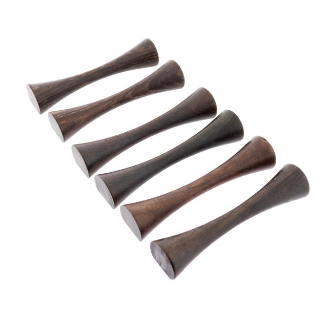1970s Set of 6 Saap Danish Modern Rosewood Turned Wooden Knife Rest by Michael Bloch For Sale In Philadelphia - Image 6 of 15