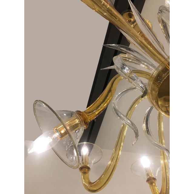 Amber Contemporary Amber Murano Glass Chandelier For Sale - Image 8 of 10