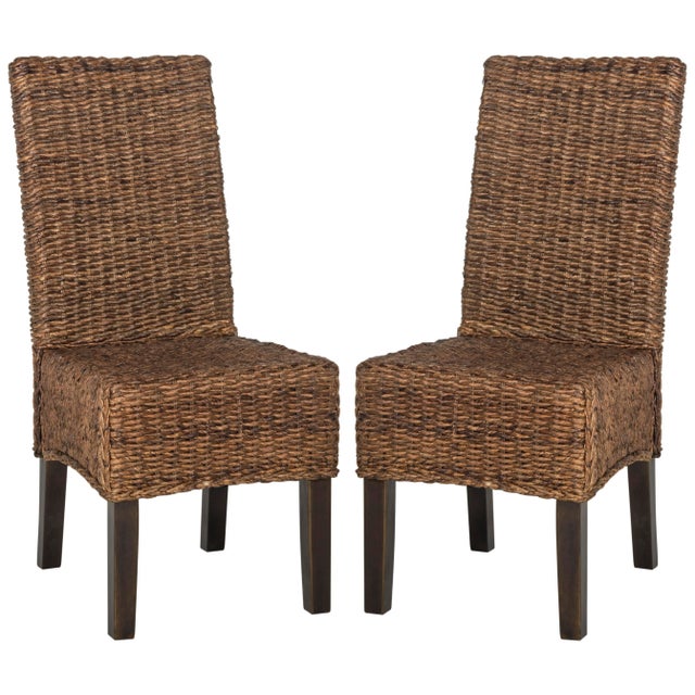 Brown 18''H Wicker Dining Chair in Brown - a Pair For Sale - Image 8 of 8
