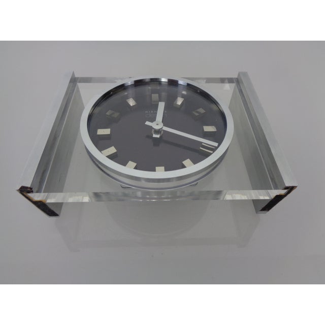 Silver Table Clock in Acrylic Glass and Brushed Aluminum from Kienzle International, Germany, 1960s For Sale - Image 8 of 15