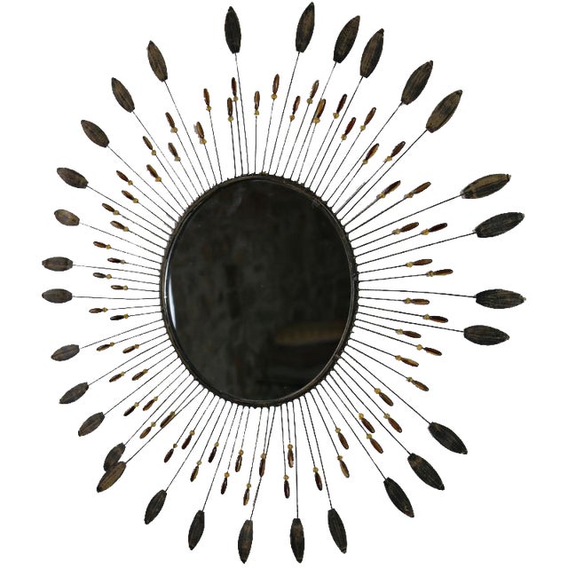 Vintage Metal Sun Mirror, 1970s For Sale