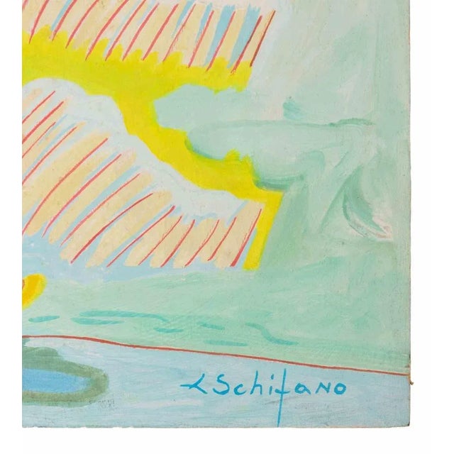 Contemporary Luciano Schifano, The Doves and the Cottage, Oil Painting, 1988 For Sale - Image 3 of 5