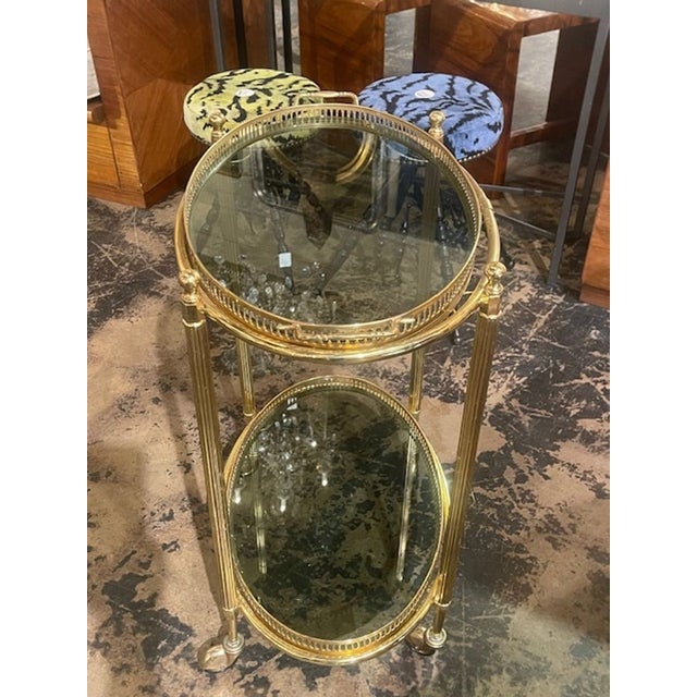 Mid 20th Century Nice Quality Vintage French Brass Bar Cart For Sale - Image 5 of 8