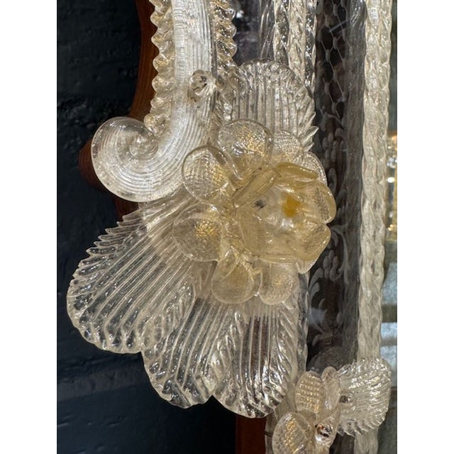 Mid 20th Century Shaped Italian Etched Murano Glass Mirror For Sale - Image 5 of 6